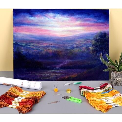 Natural Scenery Delight Printed Fabric 11CT Cross-Stitch Patterns Embroidery DMC Threads Painting Handiwork Promotions