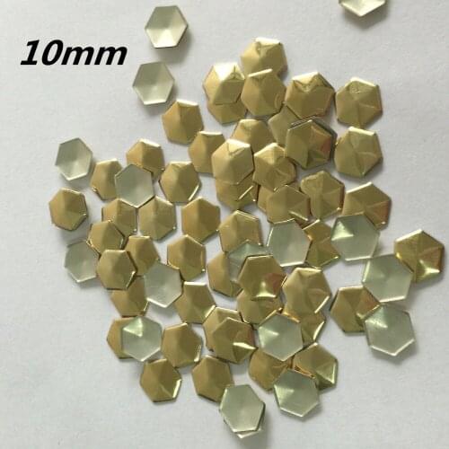 New Iron-on10mm Gold Hot fix Rhinestuds football style Iron on panel pressing DIY accessory 500pcs Punk Spikes For Clothing