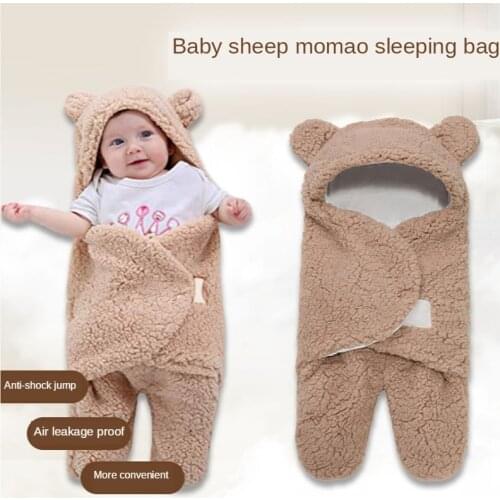 0-6 Months Autumn Baby Sleeping Bag Envelope For Newborn Baby Winter Swaddle Blanket Wrap Cute Sleeping Bags Solid Baby Bedding
