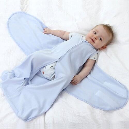 1pc 2 Colors 0-6 Months Newborn Cartoon Soft Spring&summer Swaddle Sleeping Bag Solid Color Miracle Cotton Wrap For Baby Kids