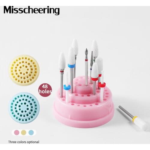 48 Holes Nail Drill Bits Holder Stand Display Nail Drill Showing Shelf Organizer Container Mill Cutter Case Manicure Accessories