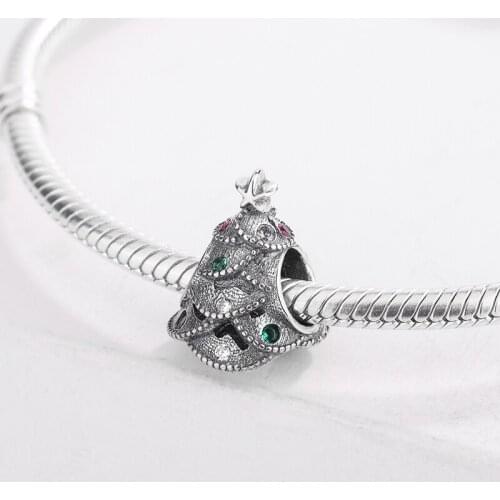 925 Sterling Silver Christmas Accessories Jewelry Christmas Tree Pendants Charm bracelet DIY Jewelry making For Pandora