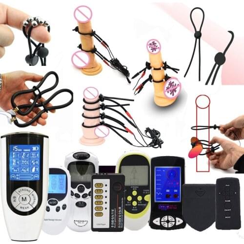 SM Strong Electro Shock Silicone Penis Ring,Electric Stimulate Therapy Massager Cock Ring Penis Extender Medical Sex Toy For Men