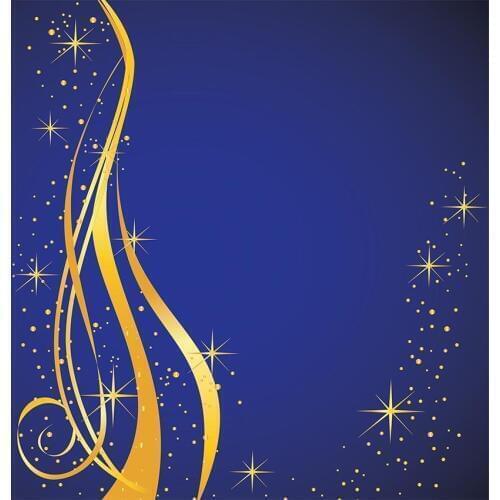 Blue Photography Background Twinkle Twinkle Little Stars Golden Ribbon And Spots Backdrop For Bbay Shower Wedding Party Decor