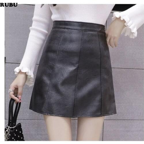 Sxcharm Women Skirts Winter Fashion BLACK PU Leather Skirts Women High Waist Slit Package Hip Pencil A-LINE Skirt Plus Size