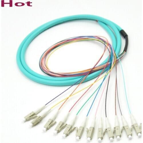 LC OM3 12core Fanout Fiber Optic Pigtail Multimode 12Colored 1.5M Optical Fiber Pigtail,12core LC/UPC Bunchy Pigtail