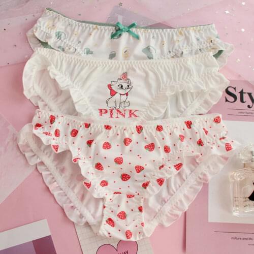 Japanese soft girl lovely flying side milk silk big size Unicorn Princess cat strawberry underwear student GZ-K12