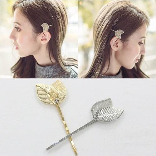 Rhinestone Golden Silver Leaf Bobby Pins Hair Clips & Pins Headwear Hair Accessories for Women