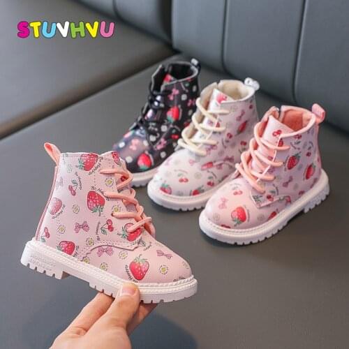 Winter Children Snow Boots Boys Cotton Shoes Girls Martin Boots Leather Waterproof Plus Velvet Warm Toddler Kids Boots Non-slip