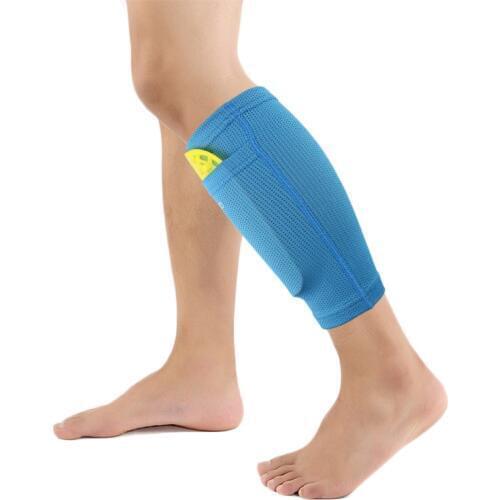 1 Pair Football Shin Guards With Pocket Practical Leg Sleeves Adult Support Sock Nylon Solid Color Shin Protector Soccer Gear