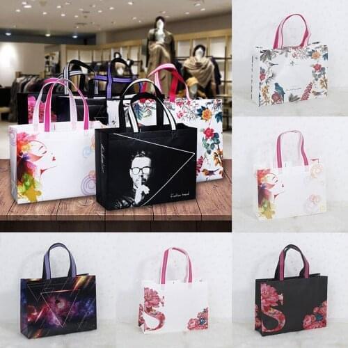 1pc Flower Print Shopping Bag Reusable Foldable Tote Non-woven Fabric Eco Handbag Travel Kitchen Home Storage Bag Grocery Bag