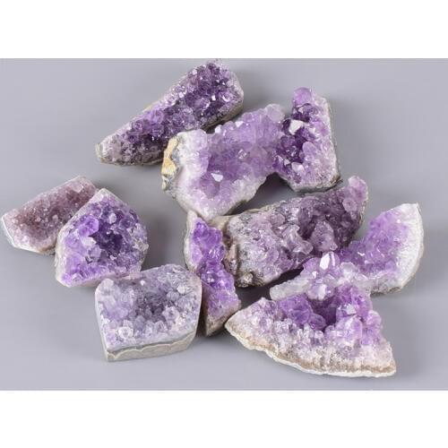 10 pieces Raw Amethyst Rock Figurine Beautiful Purple Skeletal Quartz Crystal3-8 cm Agate Specimens Feng Shui Healing Statue