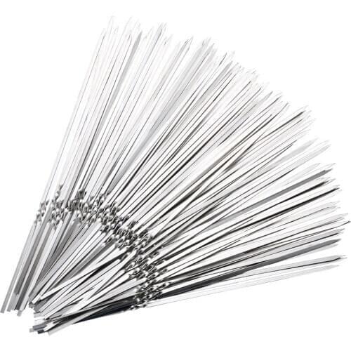 15pcs! Stainless Steel BBQ Meat Sticks Long chef grill Food Holders Skewers Needle Prongs for Barbecue Party Skewers Shipping