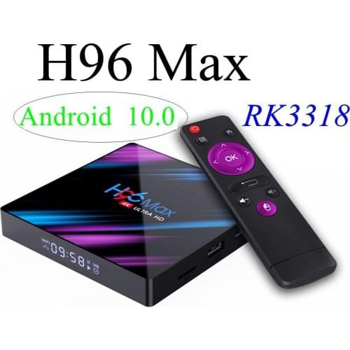 20pcs H96 Max Android 10.0 TV Box RK3318 Quad Core 4GB 64GB Max 2.4G/5G Dual WiFi USB3.0 BT4.0 4K H.265 Youtube Media Player