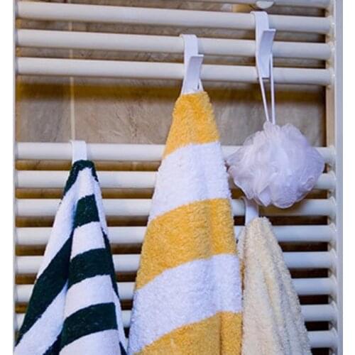 6pcs Home Kitchen Shower Door Towel Hook Plastic Towel Hanger Storage Organizer