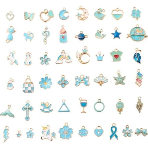DIY handmade accessories 50 blue series drip alloy pendants diy jewelry accessories bracelet making materials
