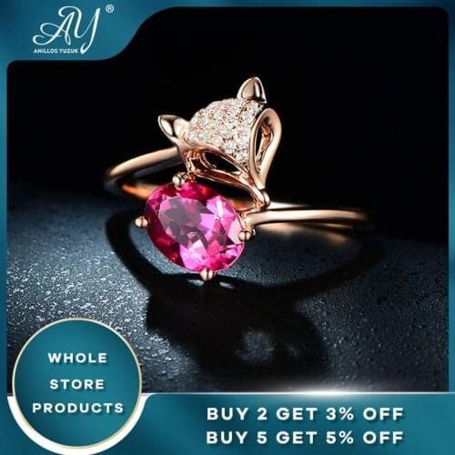 Anillos Yuzuk Hot Sale Rose Gold Fox Resizable 925 Silver Jewelry Red Zircon Stone Engagement Wedding Ring Womens Fine Jewelry