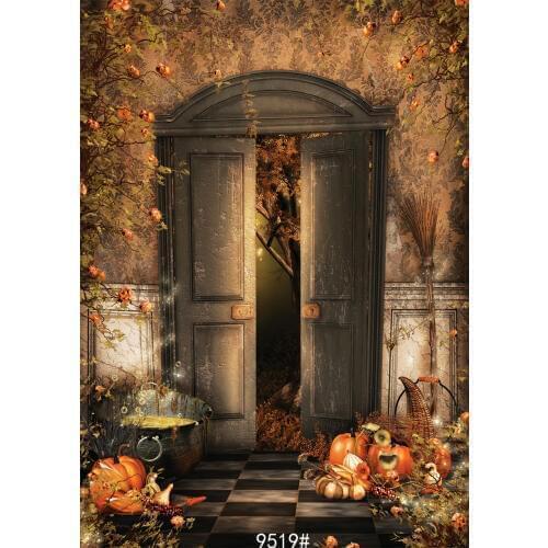 Arch Door Halloween Vinyl Studio Backdrop Computer Printed Photography Prop Photo Background for Kids Party Photo Shooting