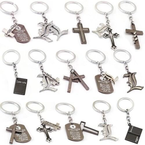 Death Note Keychains Anime Black Book Cross Metal Key Chain Ring Holder Pendant Charm Jewelry Accessories For Bags Cars