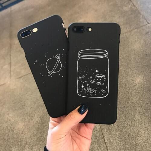 Cute Planet Moon Phone Case For iPhone 7 6 6s 8 Plus X XR Covers Cartoon Wishing Bottle Starry Sky Hard PC Cases Back Cover Capa