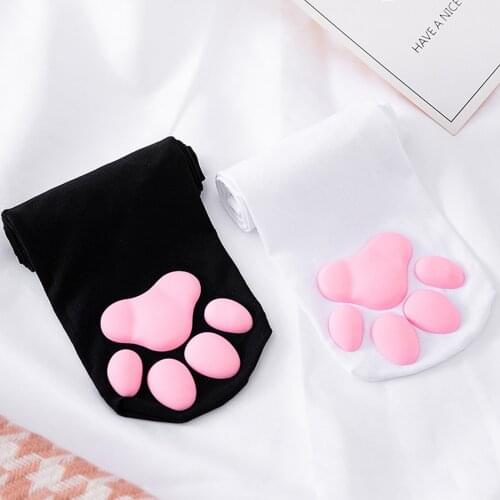 Sexy Cosplay Hosiery for Women Kawaii 3D Cat Paw Pads Long Socks Anime Maid Uniform Stockings Naughty Pawpads Thigh High Socks
