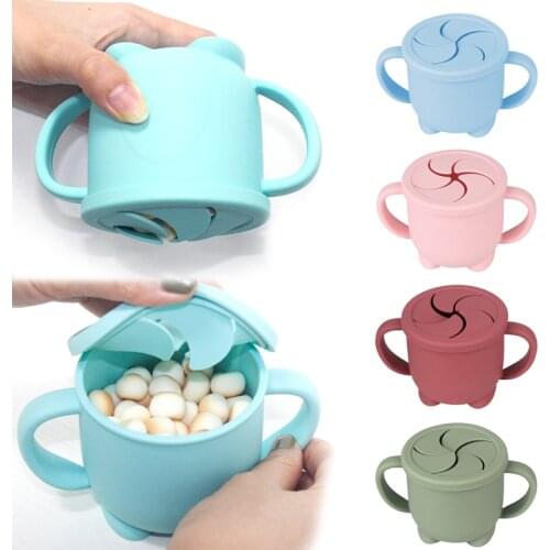 BPA Free Kids Silicone Food Storage Box Solid Color Baby Snack Cup Portable Children Snacks Container with Lid Kids Cup
