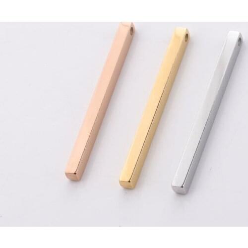 DIY cuboid lettering Pendant jewelry making 50pcs 2.5*40mm 2021 best selling mirror polished stainless steel accessories