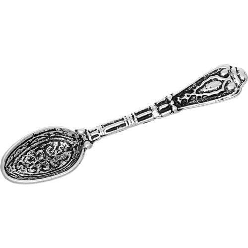 DoreenBeads Charm Pendants Spoon Silver Color Pattern 43mm(1 6/8")x 10mm(3/8"),50 PCs