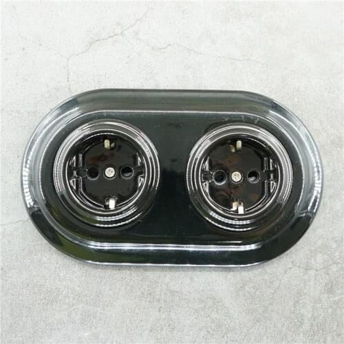 Flush-mounted 2 Porcelain Frames Electrical Wall Socket outlet 240V,16A