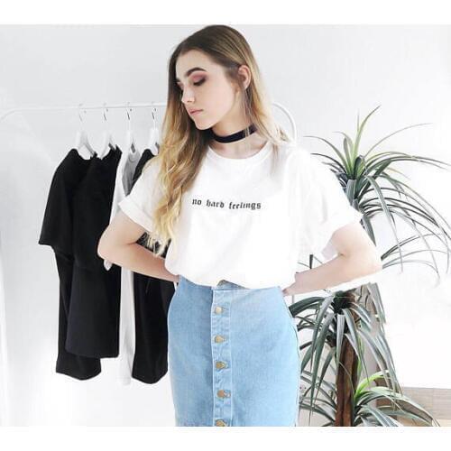 No Hard Feelings T Shirt Tumblr Inspired Grunge Aesthetic Tee 90S Girl T Shirt Summer Fashion Harajuku Tops Shirt Outfits