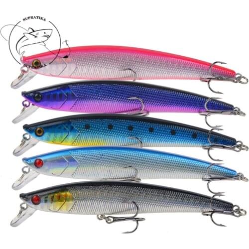 Artificial 6# With Sharp Hook 3D Eyes 5Colors 11cm/11g Slender Plastic Hard Bait Wobbler Bionic Bait Swim bait Bass