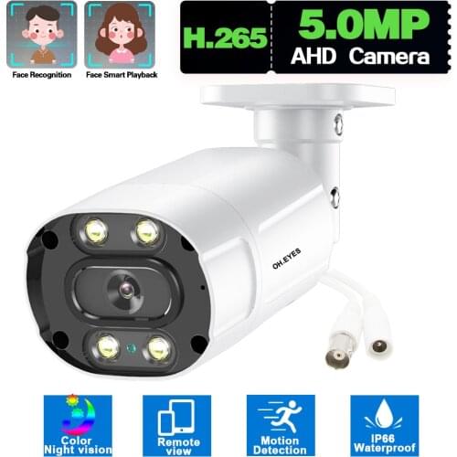 CCTV AHD Bullet Security Camera Outdoor Face Detection Color Night Vision Analog Video Surveillance Camera 5MP Monitoring Cam