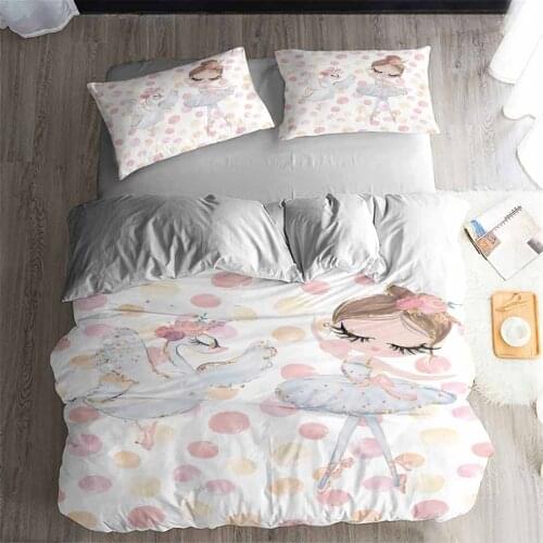 HELENGILI 3D Bedding Set Cartoon ballet girl pattern Print Duvet cover set bedclothes with pillowcase bed set home Textiles
