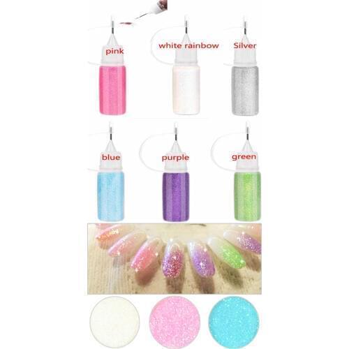 Fashion 7Colors 0.2mm Crystal Multic/ Magic Glitter Powder Jet Design Nail Art Decoration Tool Acrylic UV Gel Powder Dust Gem