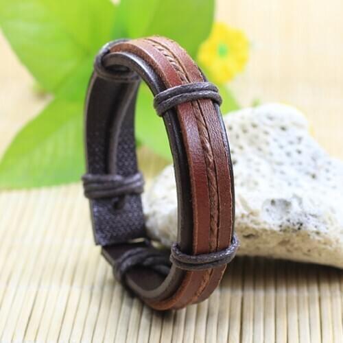 6Pcs/set Wholesale Mens Braided Leather Bracelets Ethnic Tribal Handmade Rope Wrap Bracelets & Bangles Male Gift J119