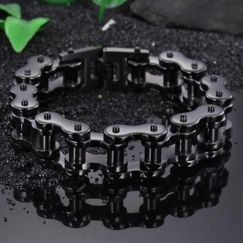 20/22MM High Quality Strong 316L Stainless Steel Black Motorcycle Biker Chain Wristband Mens Bracelet Bangle 9" Christmas Gift