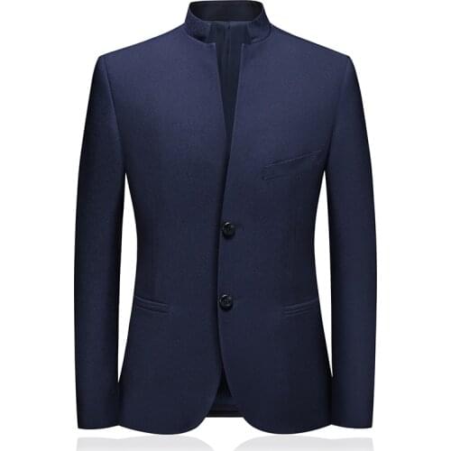 Men New Spring Blazer Jacket Stand Collar Slim Fit Outwear Smart Casual High Quality Chinese Tunic Suit/ mens blazer