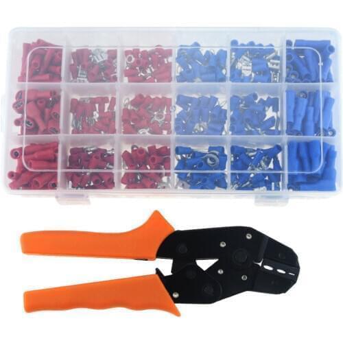 450PCS Terminals Cable Lugs Assortment Kit Wire Crimp Set +1PCS SN-02C Crimping Tool 0.25-2.5mm² AWG Adjustable Crimper Pliers
