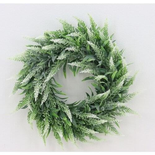 36CM DIY Natural Rattan Lavender Wreath Handmade Valentines Day Artificial Flowers Wreaths Holiday Christmas Home Decoration