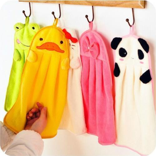 New Baby Hand Towel Soft Childrens Cartoon Animal Hanging Wipe Bath Face Towel colorful kitchen bathroom Healthy