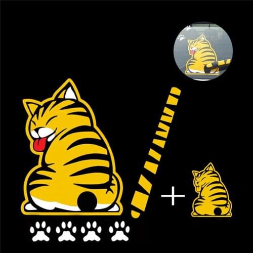 Window Wiper Decals Rear Windshield Decor Sticker Cat Moving Tail Stickers