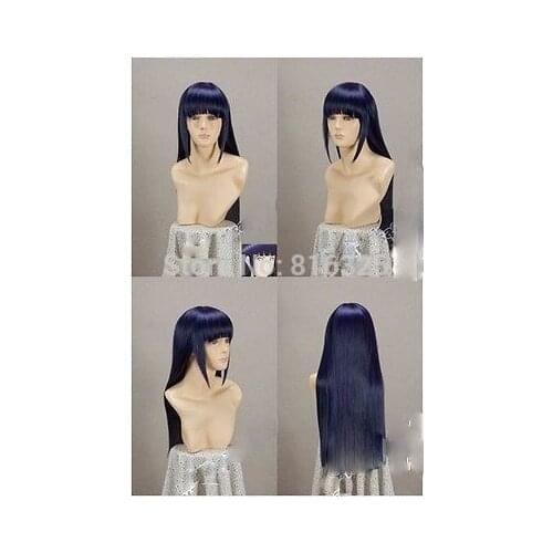 Wholesale 32'inchs Narutos Shippuden Hinata Hyuga Blue&Black Mixed Cosplay Wig 80cm