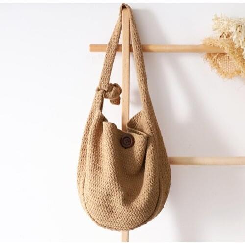 Autumn and Winter Pure Color Wool Knitting Mori Literary and Artistic Knitting Shoulder Leisure Messenger Womens Bag