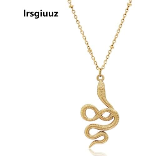 Punk Snake Shape Pendant Necklace 14k gold jewelry real gold plated Stainless Steel religious choker for women men gift