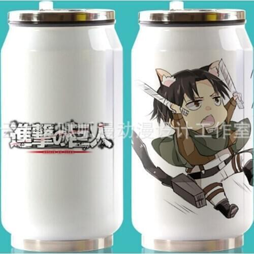 HOT Anime Attack on Titan Cup Around Vacuum Cup Stainless Steel Zip-top Can Water Bottle Insulated Cup