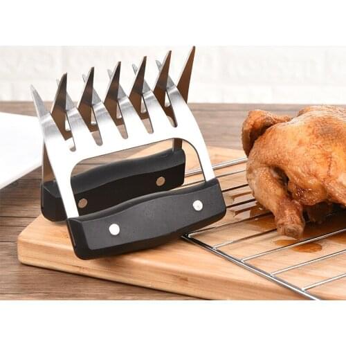 Black plastic PP handle stainless steel bear claw meat tearing hand protector multifunctional cooked food barbecue meat divider