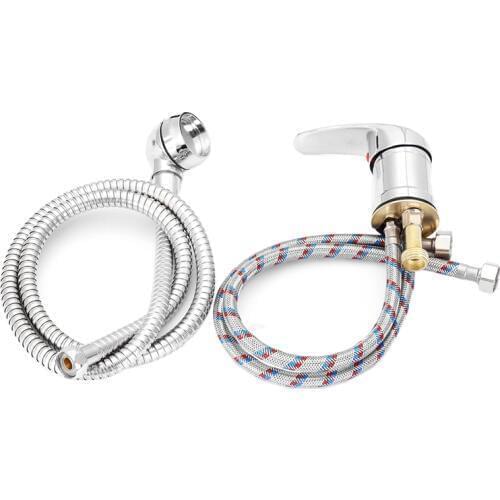 Single Wide Tap Bath Sink Shower Head Spray Hose Push on Mixer Hairdresser Pet Household Faucet Extenders