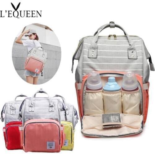 Lequeen Fashion Mummy Maternity Nappy Bag Large Capacity Nappy Bag Travel Backpack Nursing Bag for Baby Care Women Fashion Bags