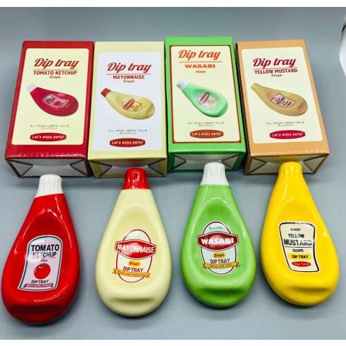 Creative Ketchup Bottle Shape, Soy Sauce Dish, Mustard Dish, Ceramic Extruded Dish, Dish, Home Table Decoration and Practical