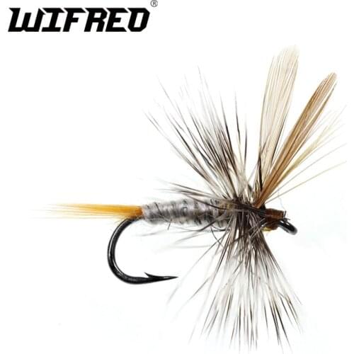Wifreo 10PCS #14 Brown Grey Body Adams Fly Trout Fishing Dry Flies Fly Fishing Bait Fly Caddis Midge Adult Mayfly